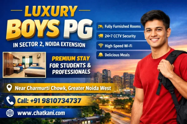 Luxury Boys PG in Sector 2 Noida Extension with fully furnished rooms and modern amenities near Charmurti Chowk Greater Noida West